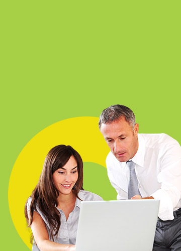 Banner featuring two people engaged in discussion, representing a collaborative learning consultancy environment. The individuals are reviewing documents or digital content, highlighting the personalized approach to creating impactful learning strategies and solutions.