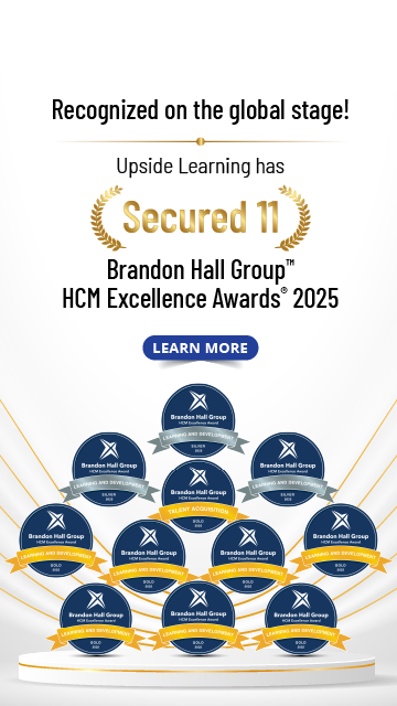 Banner Image announcing Upside Learning's recognition on the 2025 Training Industry Custom Content Development Watchlist, highlighting its impact-driven learning solutions.